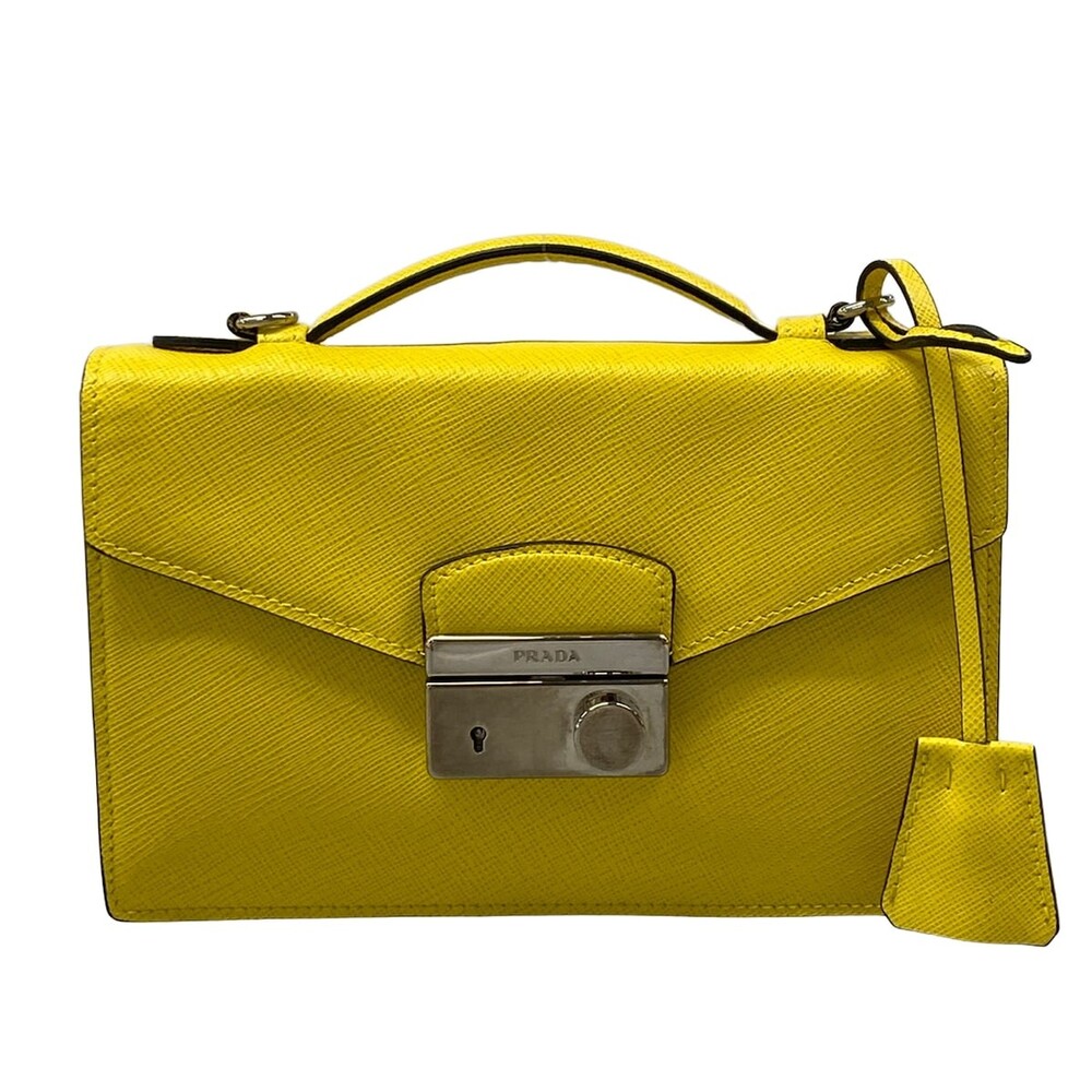 Prada Yellow Saffiano Lux Handbag #304904P66B